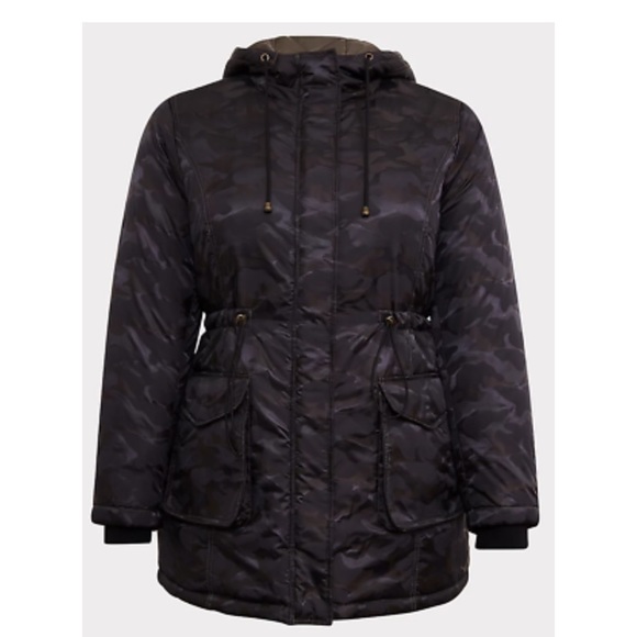 Neutral Camo print waist tie winter jacket - Picture 6 of 10